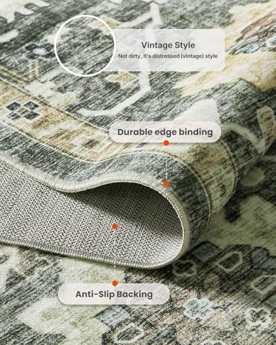 Amada 8x10 Washable Area Rug for Living Room, Vintage Pattern - Image 6