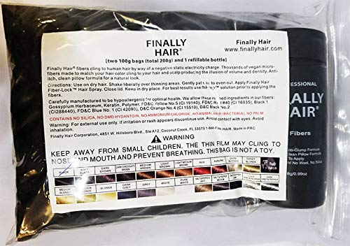Hair Building Fibers 200 Grams 7 Oz. With Bottle By Finally Hair 50g*4 (Dark Grey (dark gray))
