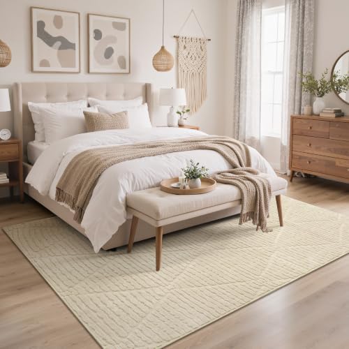 GENIMO Beige Rug 5x7 Washable Area Rugs - Image 3