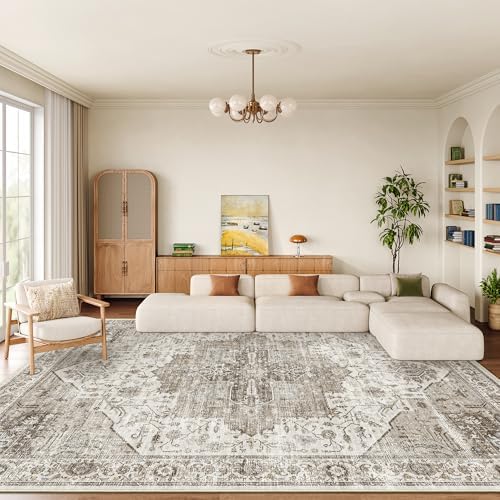 Washable 8x10 Area Rugs, Non Slip Living Room Rug Brown by Xilixili