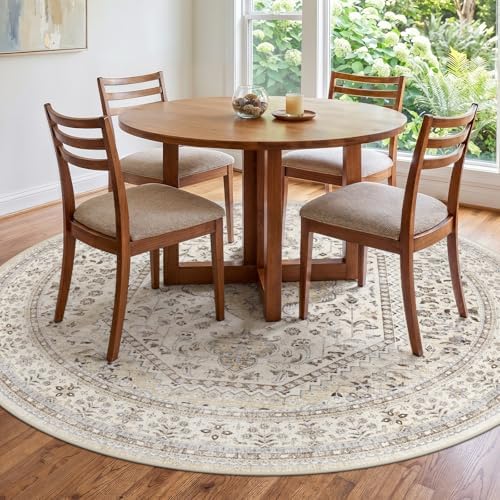 Puino 7Ft Round Rug Washable: Non-Slip Boho Living Room Circle Area Rugs - Image 4
