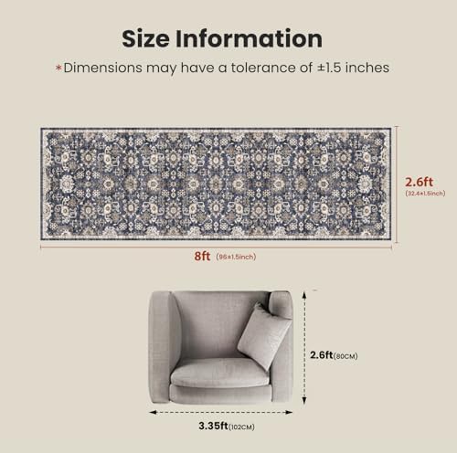 Amada 2'6"x8' Washable Runner Rug - Image 2