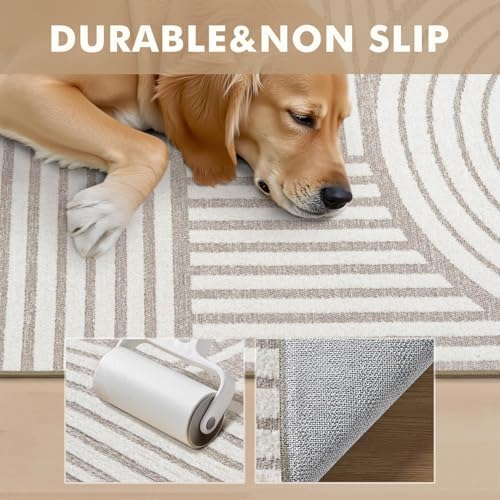 Beige Neutral 5x7 Area Rugs Textured Tufted Rugs - Image 4