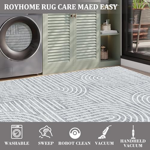 ROYHOME Modern 2x6 Hallway Runner Rug Non Slip Washable Kitchen Rug - Image 5