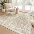 Madane 3x4 Area Rugs for Entryway, Washable Neutral Soft Rugs Brown/Sand by Madane