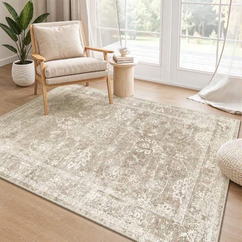 Madane 3x4 Area Rugs for Entryway, Washable Neutral Soft Rugs Brown/Sand by Madane