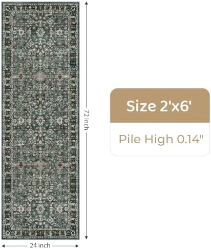 2x6 Hallway Washable Runner Rug: 6ft Kitchen Rugs - Image 2