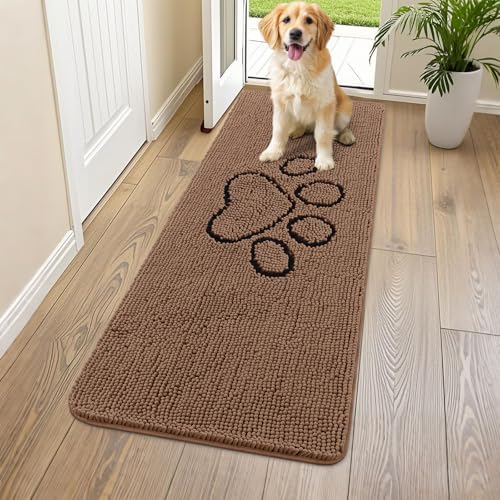 Smiry Dog Door Mat for Muddy Paws, Absorbent Non Slip Dirt Trapper by Smiry