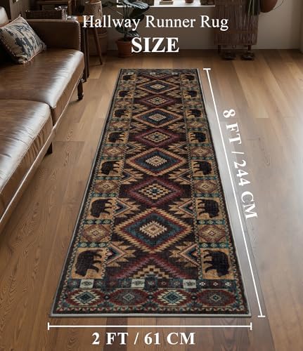 YIHOUSE Washable Western Cabin Runner Rug 2x8 Hallway - Image 2