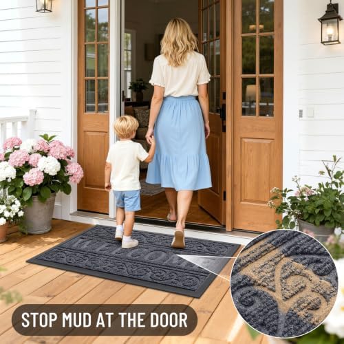OLANLY Welcome Door Mat Indoor Outdoor 47x32, Heavy-Duty Rubber Doormat - Image 7