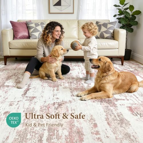 5x8 Area Rugs Abstract Washable Living Room Rug - Image 5
