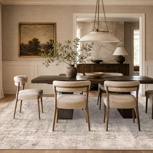 8x10 Washable Boho Area Rug, Light Beige Farmhouse - Image 4
