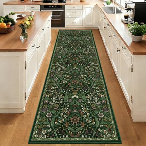 3x10 Floral Runner Rug for Hallway Washable Kitchen Runner Rug by NakedCloud