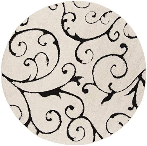 SAFAVIEH Florida Shag Round Rug 11', Soft Plush Ivory & Black SG455-1290 - Image 3