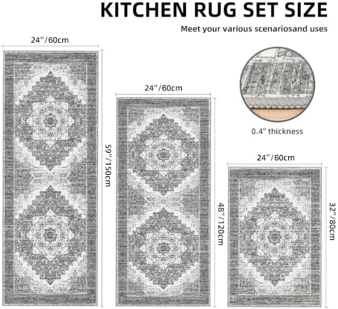 Kitchen Rugs Sets of 3 100% Non Slip Washable Kitchen Mats - Image 2