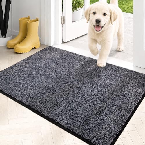 PURRUGS Dirt Trapping Indoor Door Mat, Bluish Grey-Black by PURRUGS