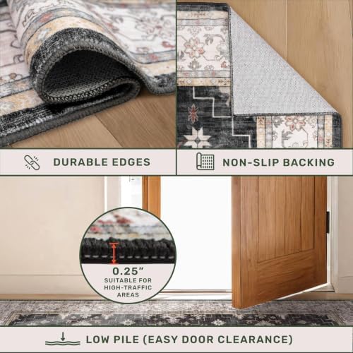 Black Boho Washable Entry Rug, 3x4 Rugs - Image 5