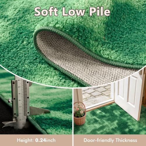 3x5 Tie-dye Green Area Rug Washable Non-Slip Soft Thin - Image 5
