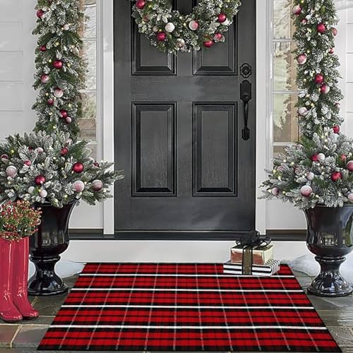 Christmas Plaid Outdoor Rug, Layering Rug - Image 4