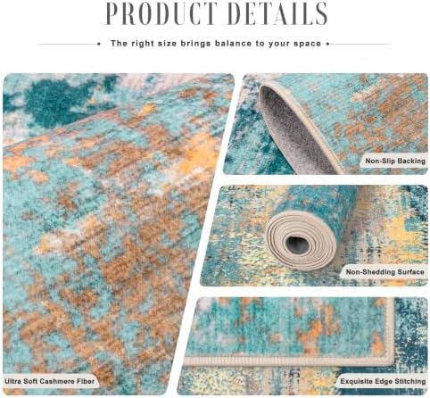 2.6x10 Washable Runner Rug:Modern Abstract Soft Carpet Rosy Haze - Image 7