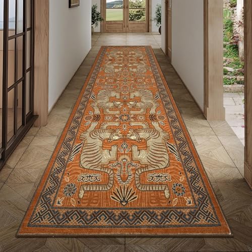 GarveeHome Tiger Print 2.5'x8' Washable Non Slip Runner Boho Hallway Rugs by GarveeHome