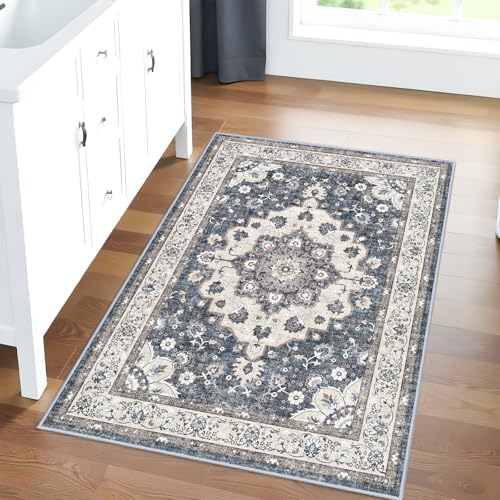 Washable 2x3 Entryway Area Rug: Vintage Non-Slip Backing Rugs - Image 3