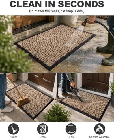 Mibao Front Door Mat Outdoor Entrance, Waterproof Dirt Trapper Doormat - Image 3