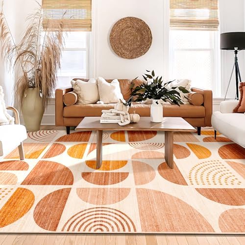 MUJOO Area Rug 6x9, Washable Rugs Non Slip Modern Abstract Boho Large - Image 3