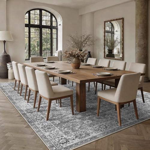 Zeeinx 8x10 Washable Area Rug Grey Vintage Rug - Image 3