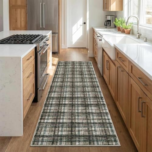Garvee Washable Runner Rug for Hallway 2x6 Runner Non Slip Teal&Dark Brown by Garvee