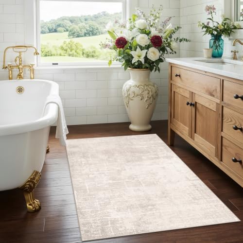 Washable 3x4 Kitchen Area Rugs: Abstract Stain-Resistant Sink Rug Non-Slip - Image 4