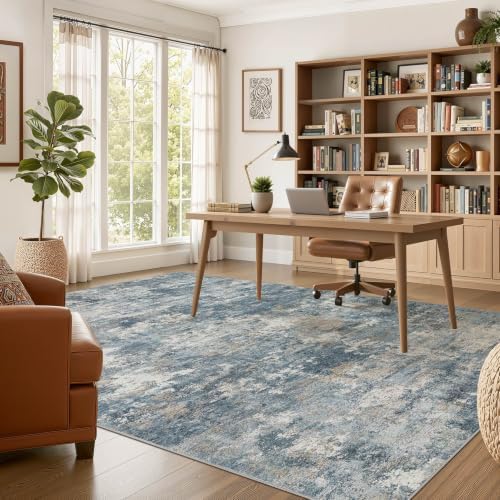 Nakagishi 10x12 Area Rugs Living Room: Washable Abstract Large Neutral Soft Rug - Image 5