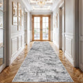 Abstract Washable Hallway Runner 2'6 x 12: Non Slip Runner Rug Black Grey by HILORUUG