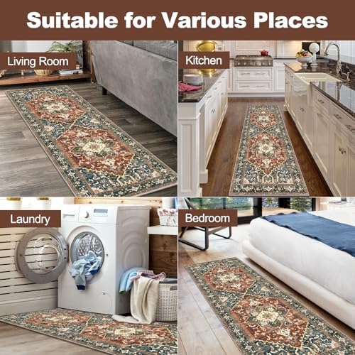 Yamaziot Washable Runner Rug, 2x6 Non-Slip Boho Vintage Hallway Kitchen Rug - Image 7