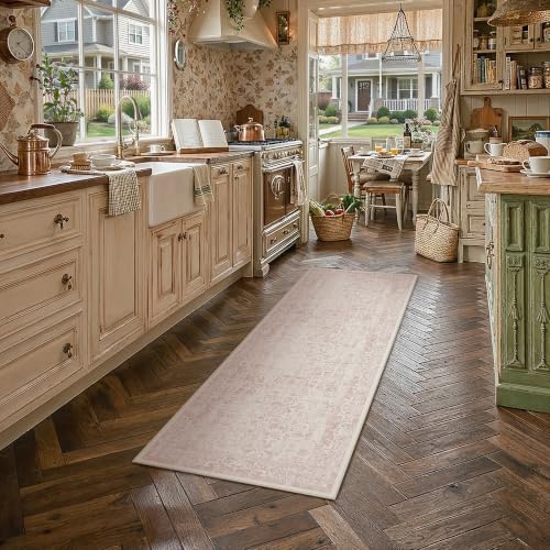 PureCozy Pink Runner Rug 2x6 Vintage Floral - Image 2