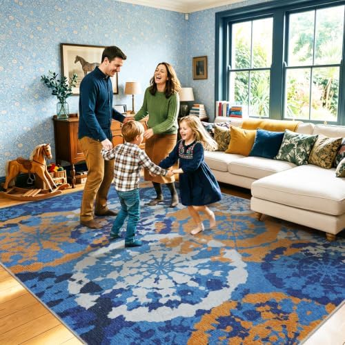 Boho 6x9 Area Rug, Washable Non-Slip Low-Pile Rugs - Image 6