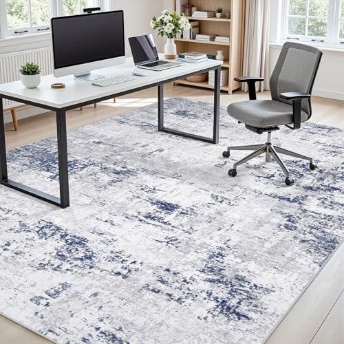 10x14 Area Rugs for Living Room Large Washable Abstract Rug Night Blue/Grey - Image 7