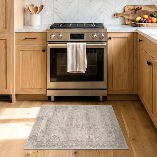 2x3 Washable Entryway Rug, Neutral Stone Greige Throw Rug - Image 3