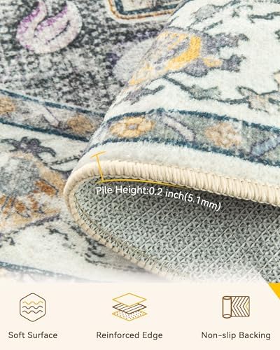 RELEANY Washable Area Rug, Round 8ft - Image 4