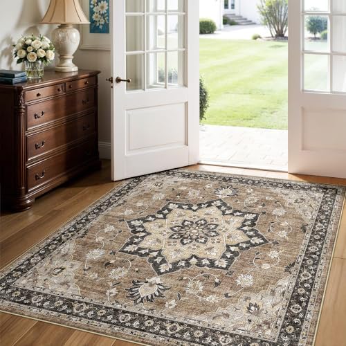 4x4 Square Non Slip Entryway Rug Machine Washable Low Pile Indoor Soft Mat - Image 3
