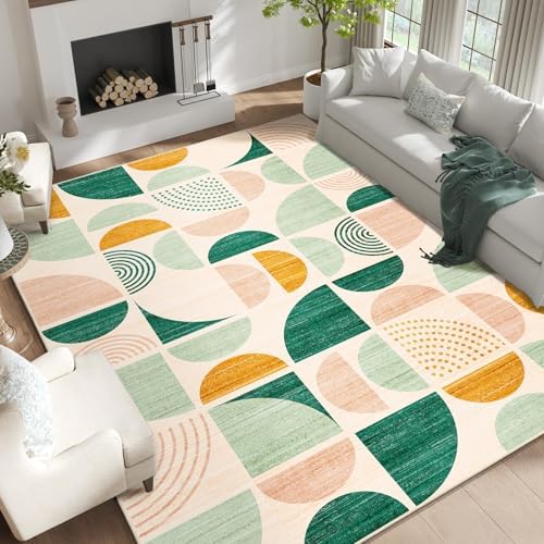 MUJOO Green Washable Rugs 9x12, Boho Area Rugs Non Slip Modern Abstract by MUJOO