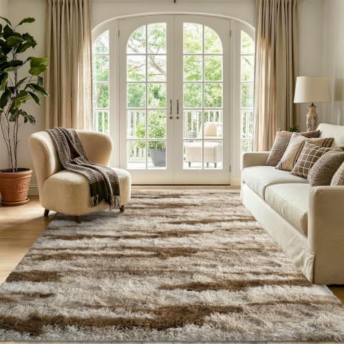 4x6 Khaki Fluffy Soft Area Rug Non-Slip - Image 2
