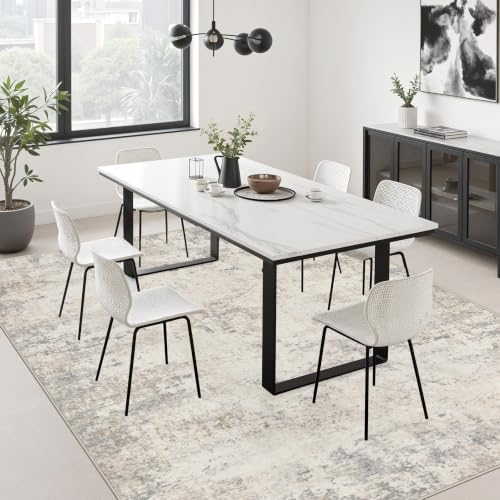 5x7 Area Rug Living Room: Modern Washable Soft Carpet Brown Beige - Image 4