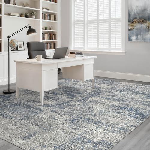 LOONGRUG 9x12 Area Rug Washable Neutral Modern Living Room Rug Blue Gray - Image 7