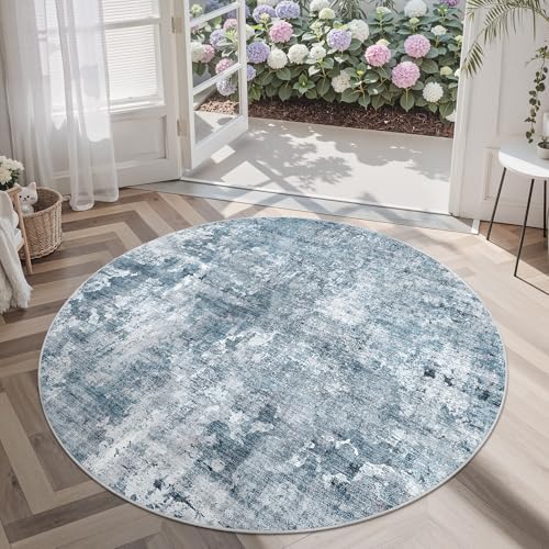 Soalmost Abstract 6x6 Round Rug 6ft Circle Living Room Rugs - Image 4