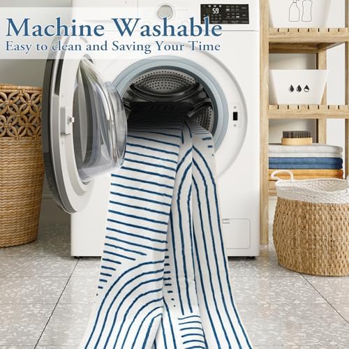 Lahome Abstract Washable Rugs, 4x6 Blue Rug - Image 3