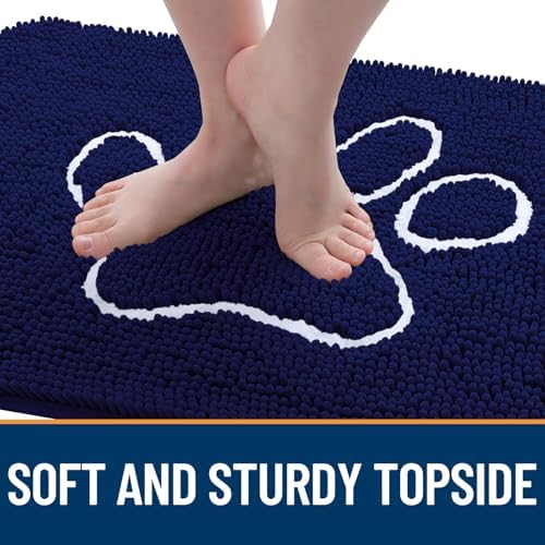 OLANLY Dog Door Mat for Muddy Paws 40x24, Paw Print Design Chenille Mud Mat - Image 4