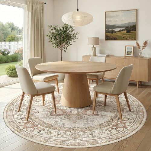 DTICON Vintage Washable 8x8 Round Area Rug Living Room Rugs - Image 4