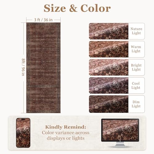 3x8 Hallway Runner Rug, Entryway Kitchen Runners Non Skid Washable 8 ft - Image 2