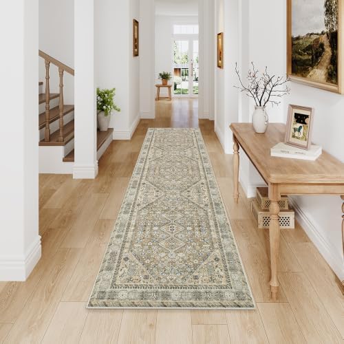 2'x8' Beige Brown Runner Rug, Washable Carpet - Image 7